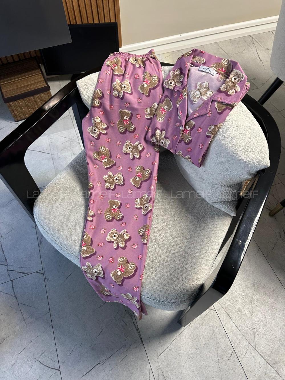 Lamelif Büyük Ayıcık Desenli Pijama Takımı