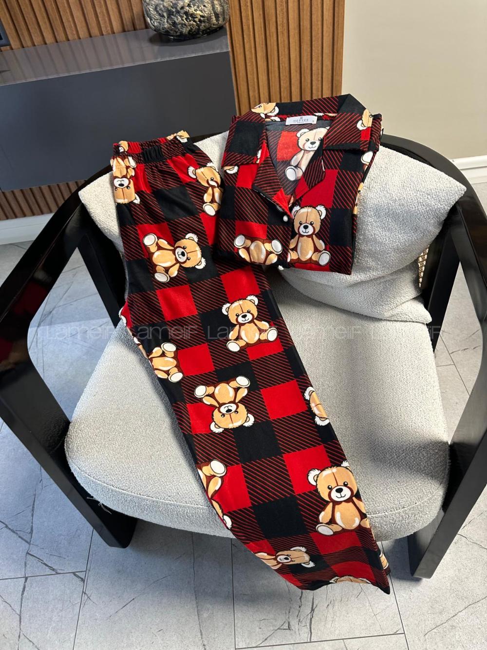 Lamelif Büyük Ayıcık Desenli Pijama Takımı