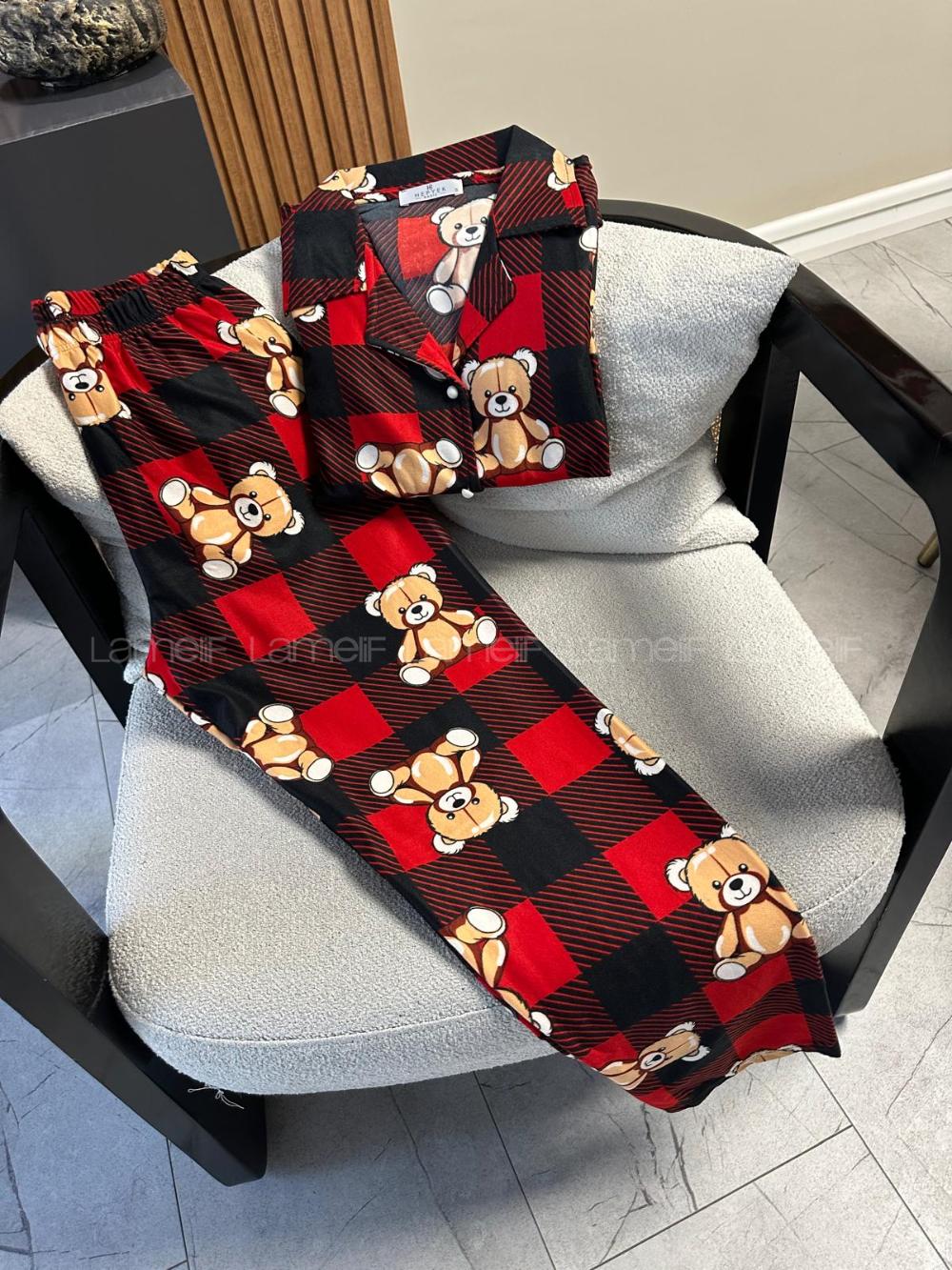Lamelif Büyük Ayıcık Desenli Pijama Takımı