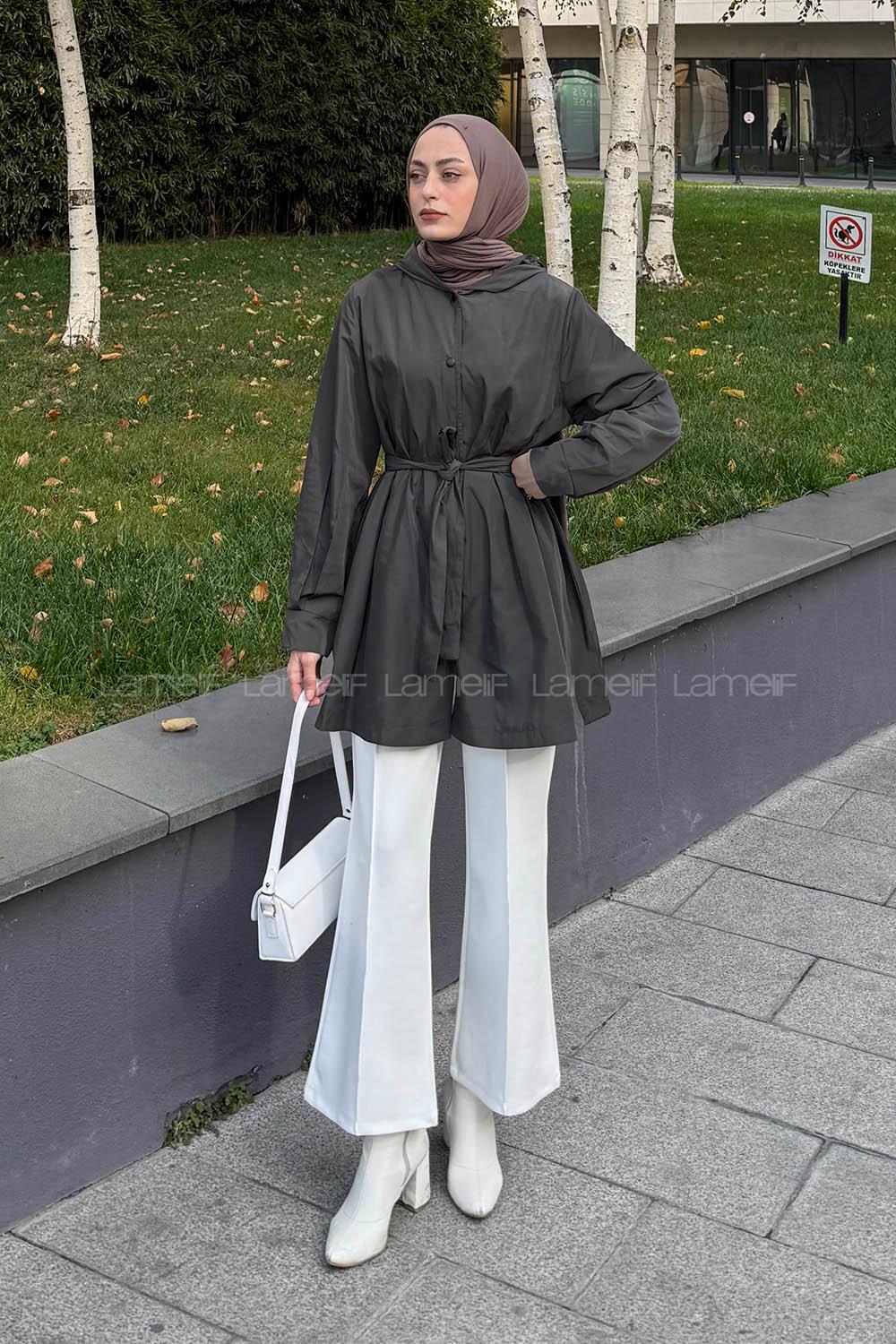 Khaki Hood Neck Long Arm Raincoat