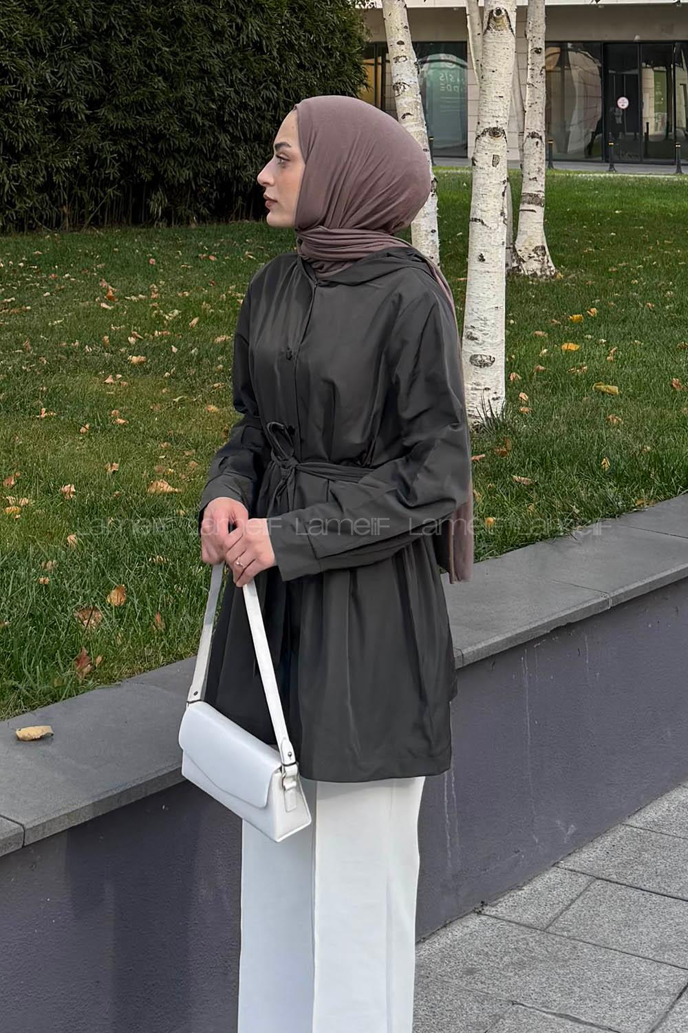 Khaki Hood Neck Long Arm Raincoat