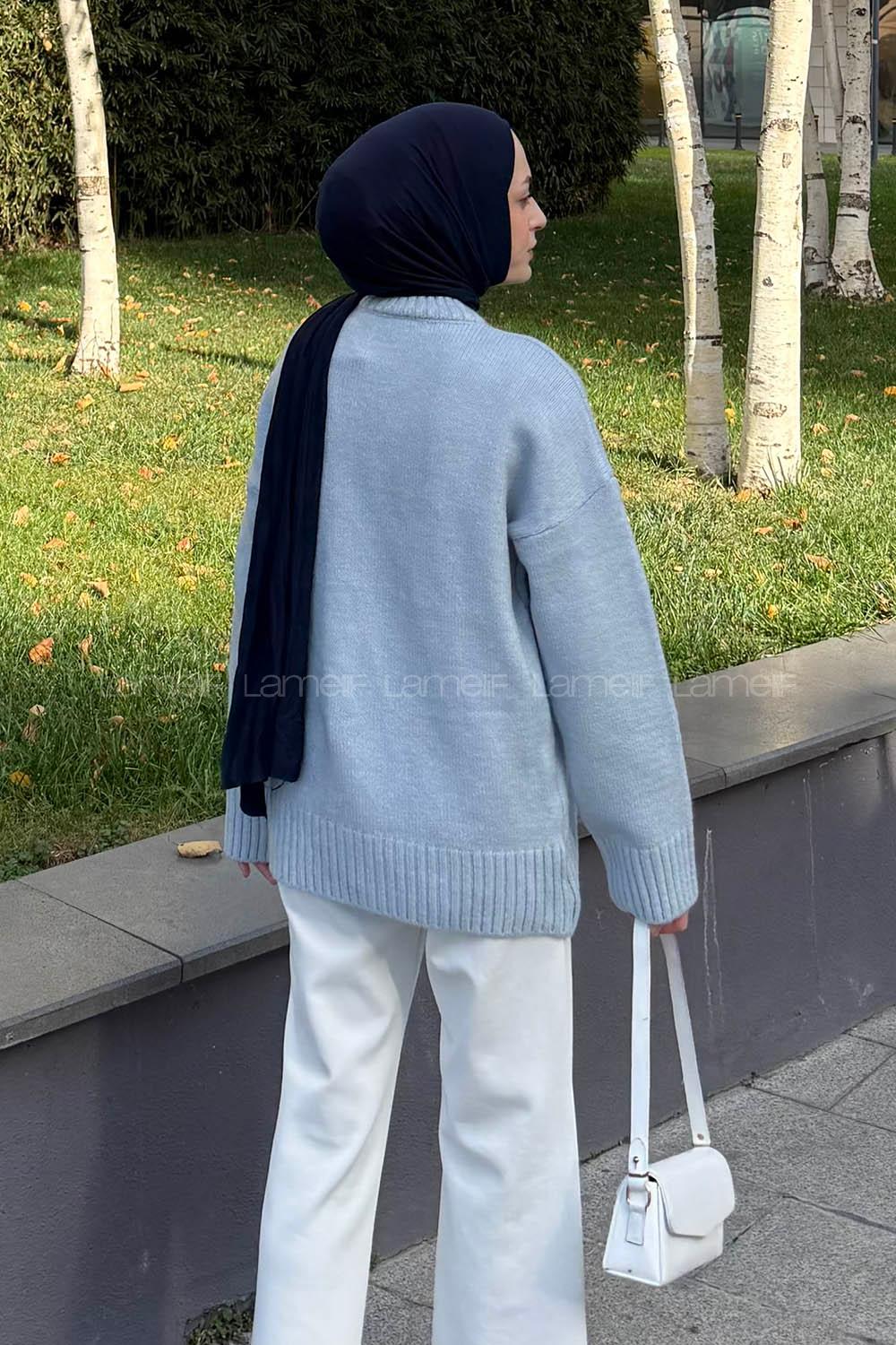 Lamelif Balıkçı Yaka Kazak Bebe Mavisi