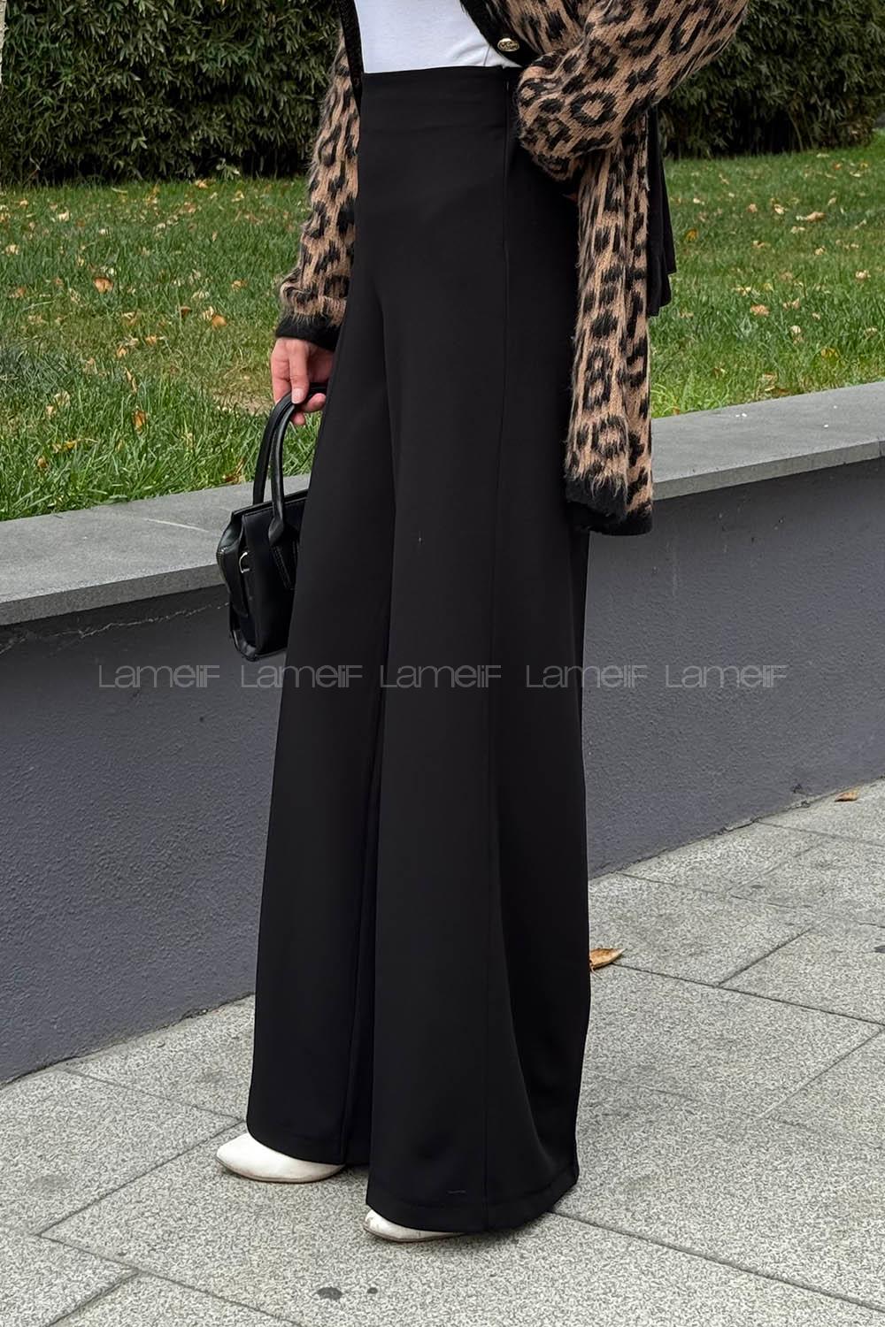 Lamelif Bol Kesim Pantolon Siyah