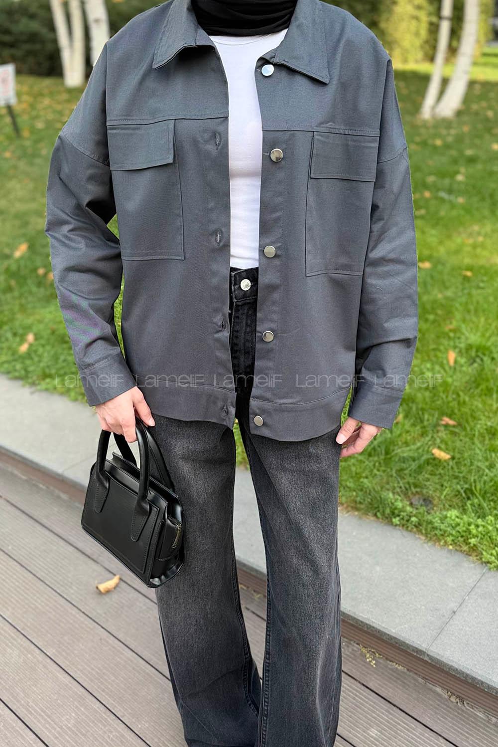 Lamelif Kapak Cepli Gömlek Antrasit