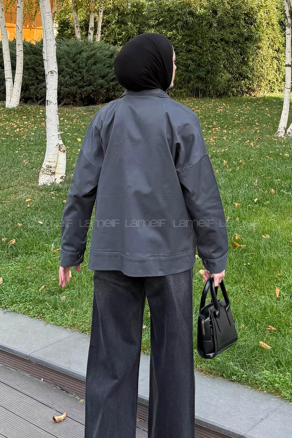 Lamelif Kapak Cepli Gömlek Antrasit