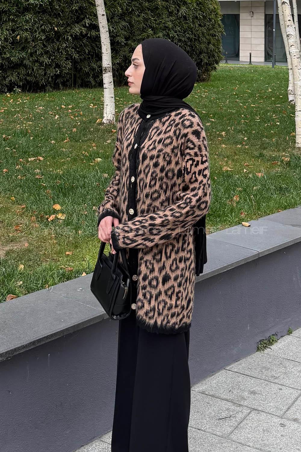 Lamelif Leopar Desen Hırka