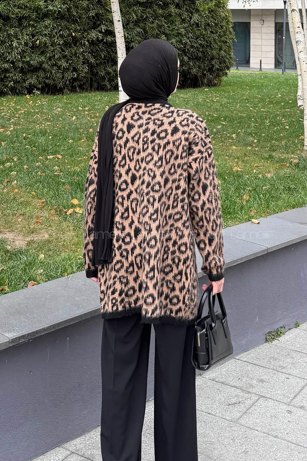 Lamelif Leopar Desen Hırka