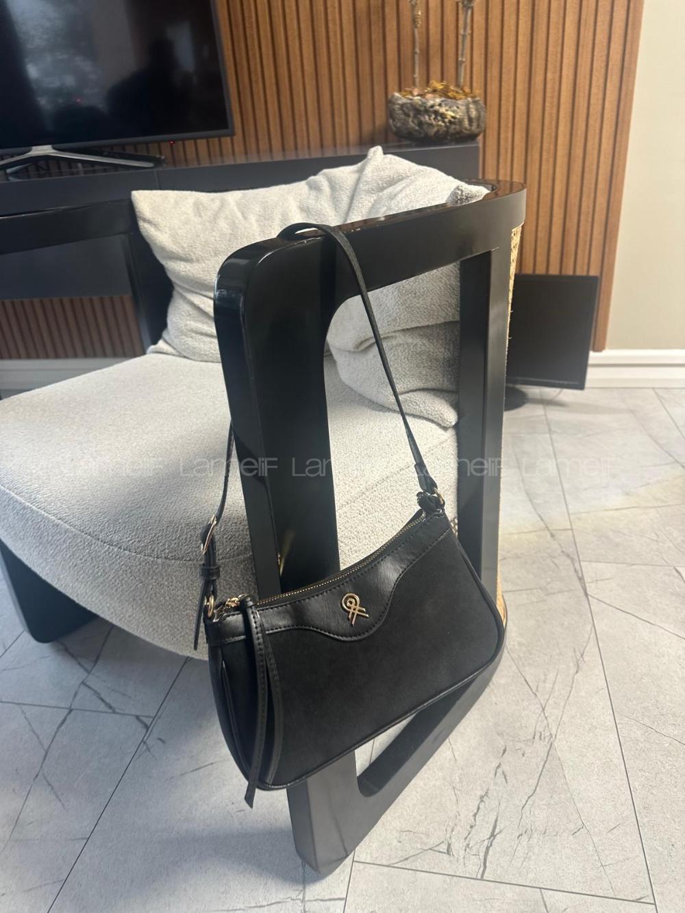 Lamelif Ophidia Süet  Kadın Çanta -Siyah