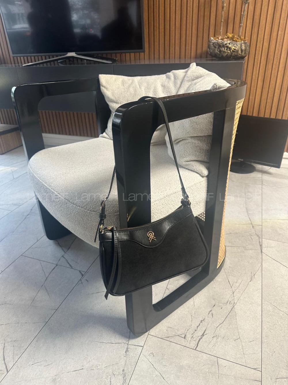 Lamelif Ophidia Süet  Kadın Çanta -Siyah