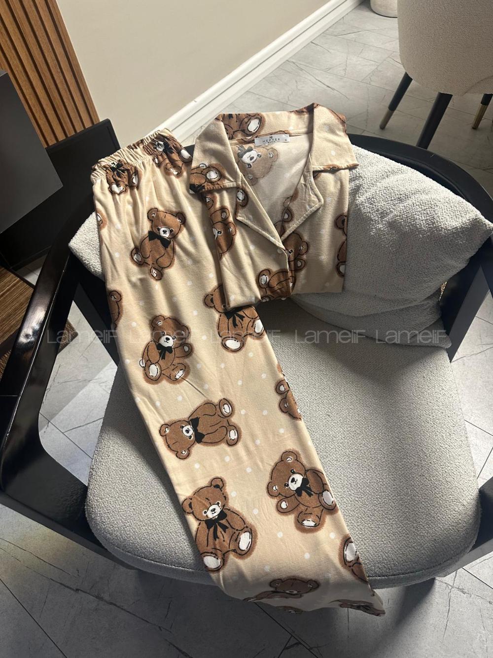 Cream-1 Crew Neck Long Arm Without Accessories Combed Fabric Regular Trousers Comfortable Suit