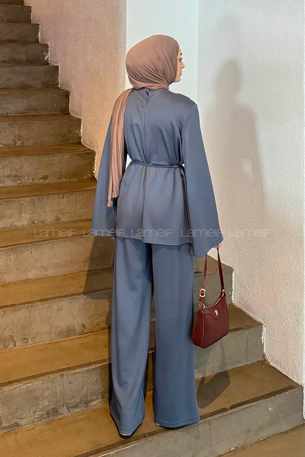 Anthracite Crew Neck Long Arm Cotton Regular Trousers Comfortable Suit