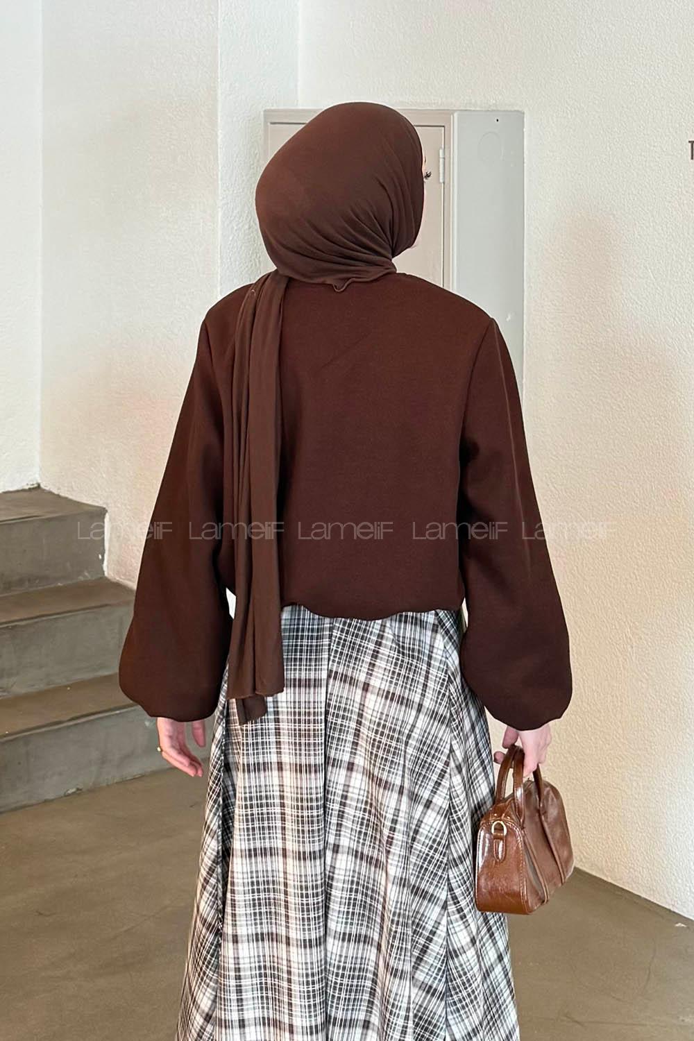 Lamelif Fermuarlı Kaşe Ceket Acı Kahve