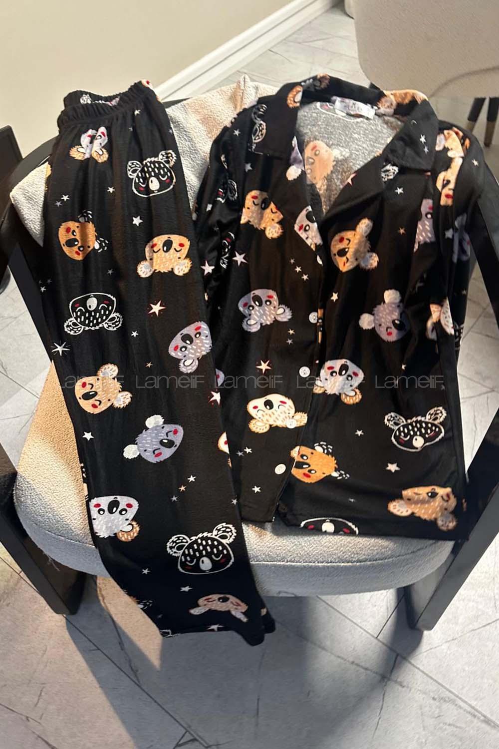 Black-4 Crew Neck Long Arm Without Accessories Combed Fabric Regular Trousers Comfortable Suit