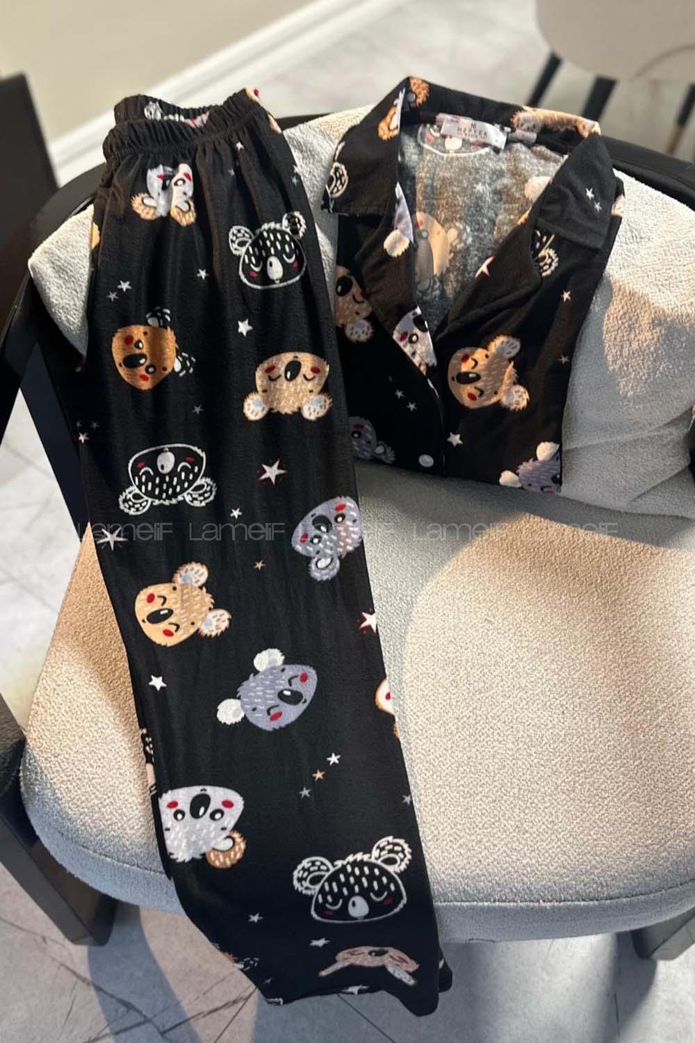 Black-4 Crew Neck Long Arm Without Accessories Combed Fabric Regular Trousers Comfortable Suit