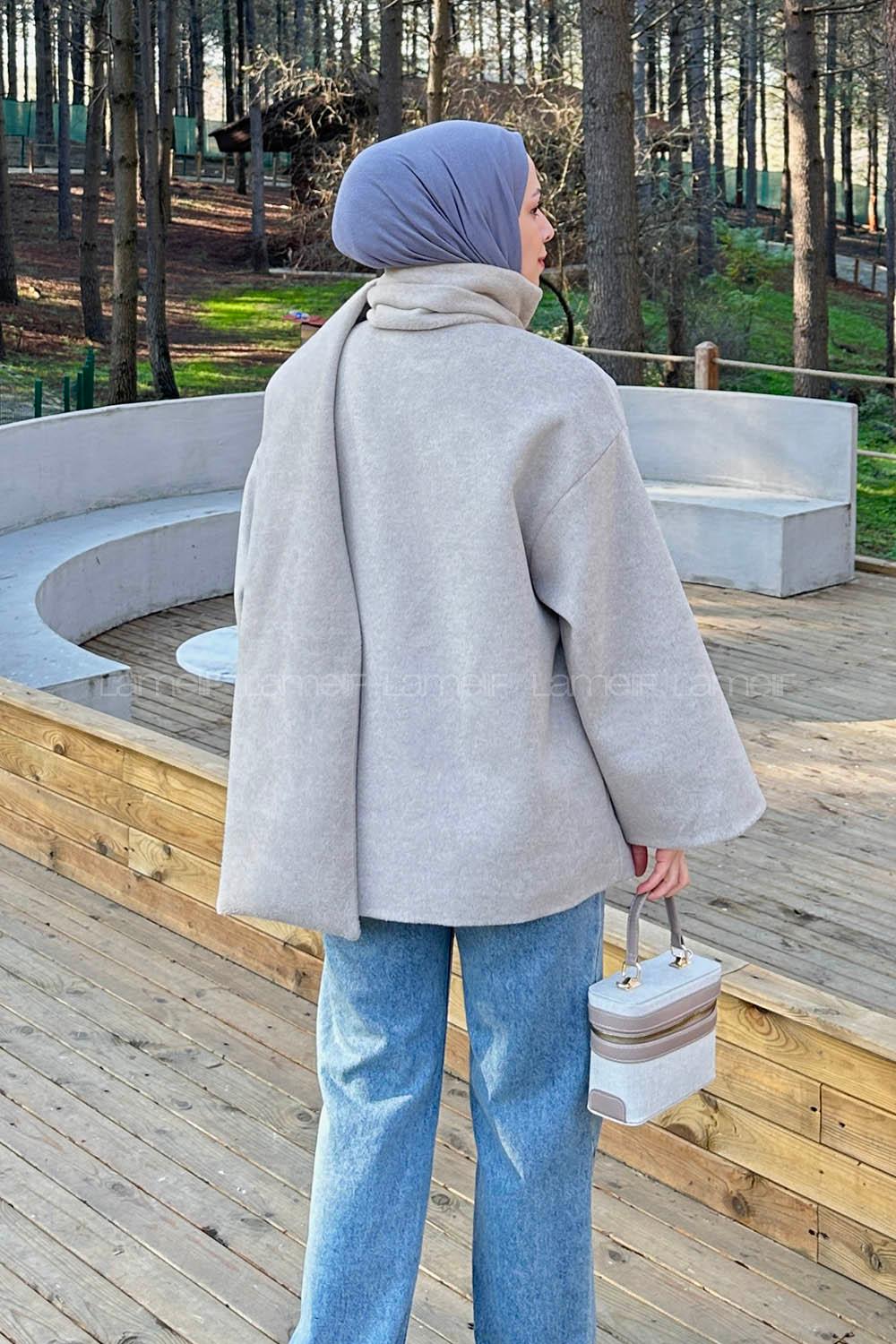 Mink Scarf Neck Long Arm Coat