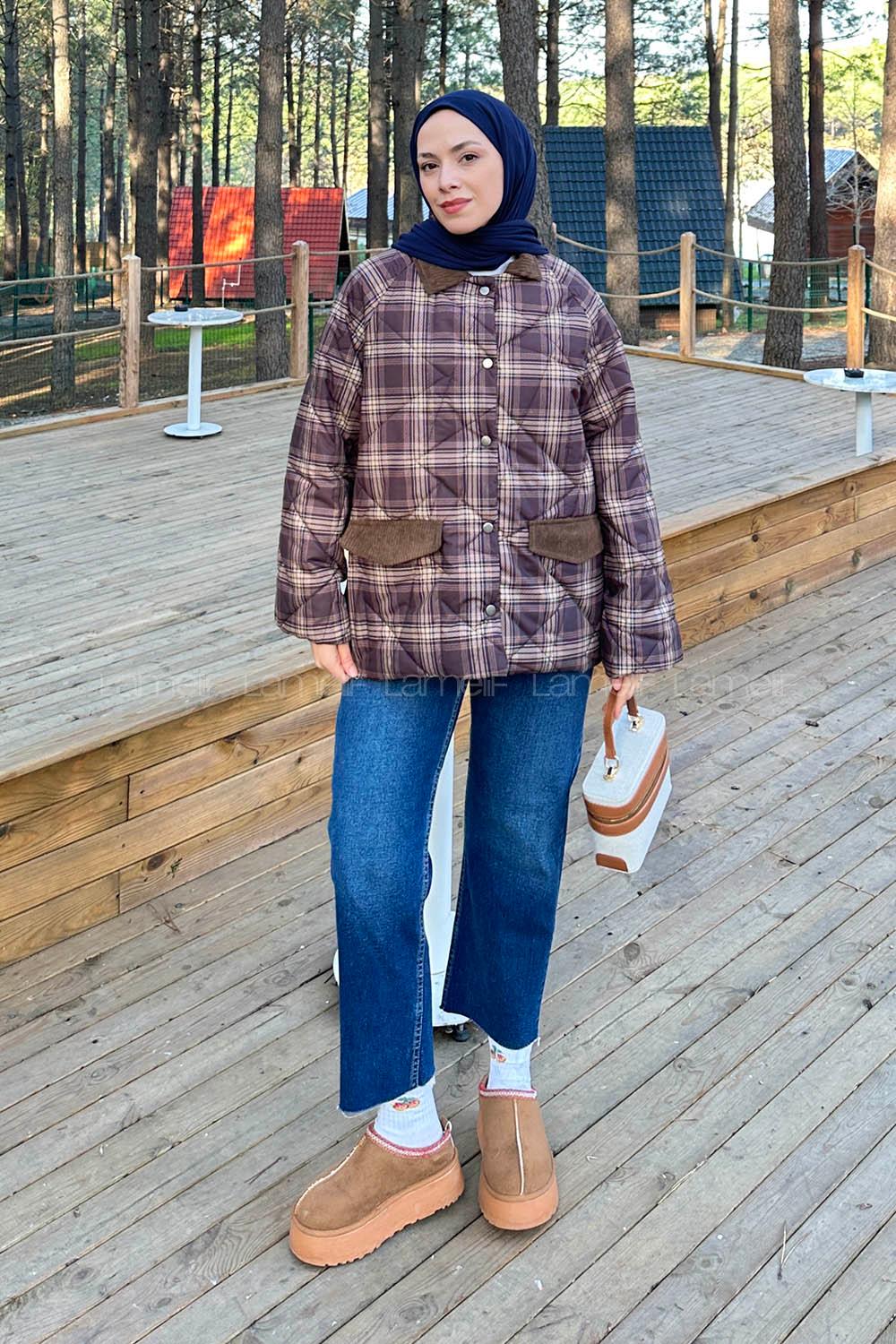 Brown Shirt Collar Long Arm Coat