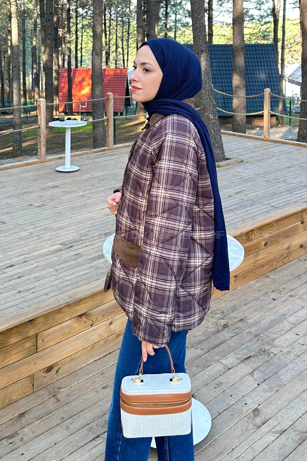 Brown Shirt Collar Long Arm Coat