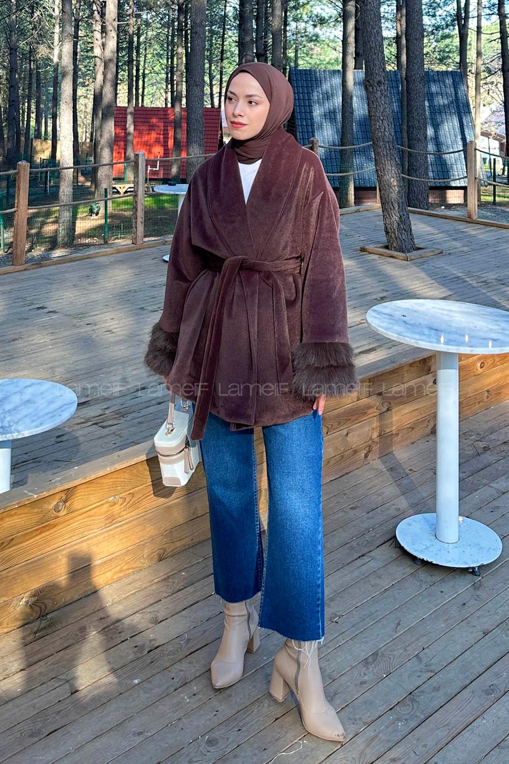 Bitter Brown Normal Neck Long Arm Coat