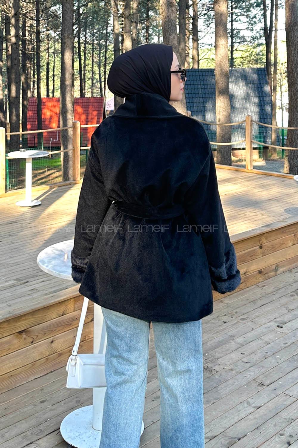 Black Normal Neck Long Arm Coat