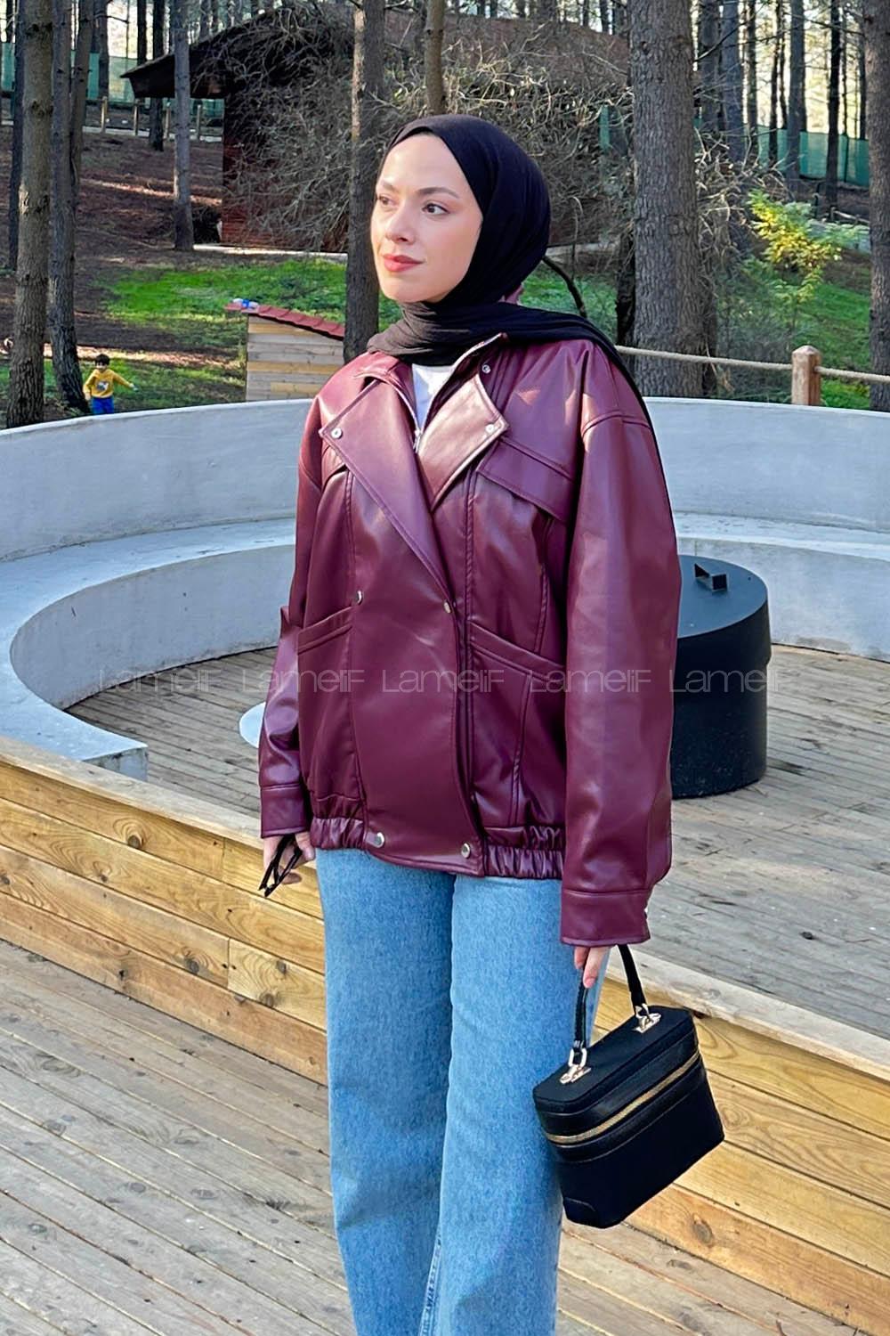 Claret Red Neckband Long Arm Coat