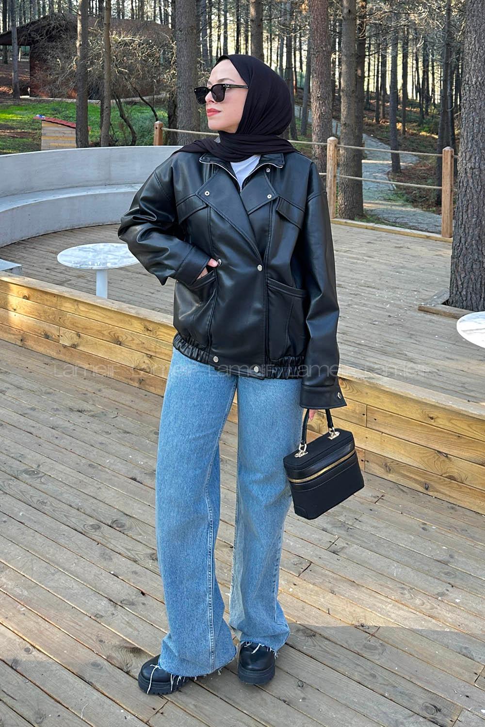 Black Neckband Long Arm Coat