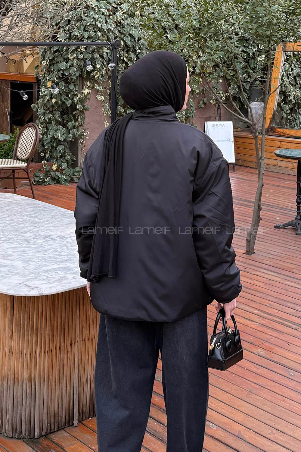 Black Neckband Long Arm Coat
