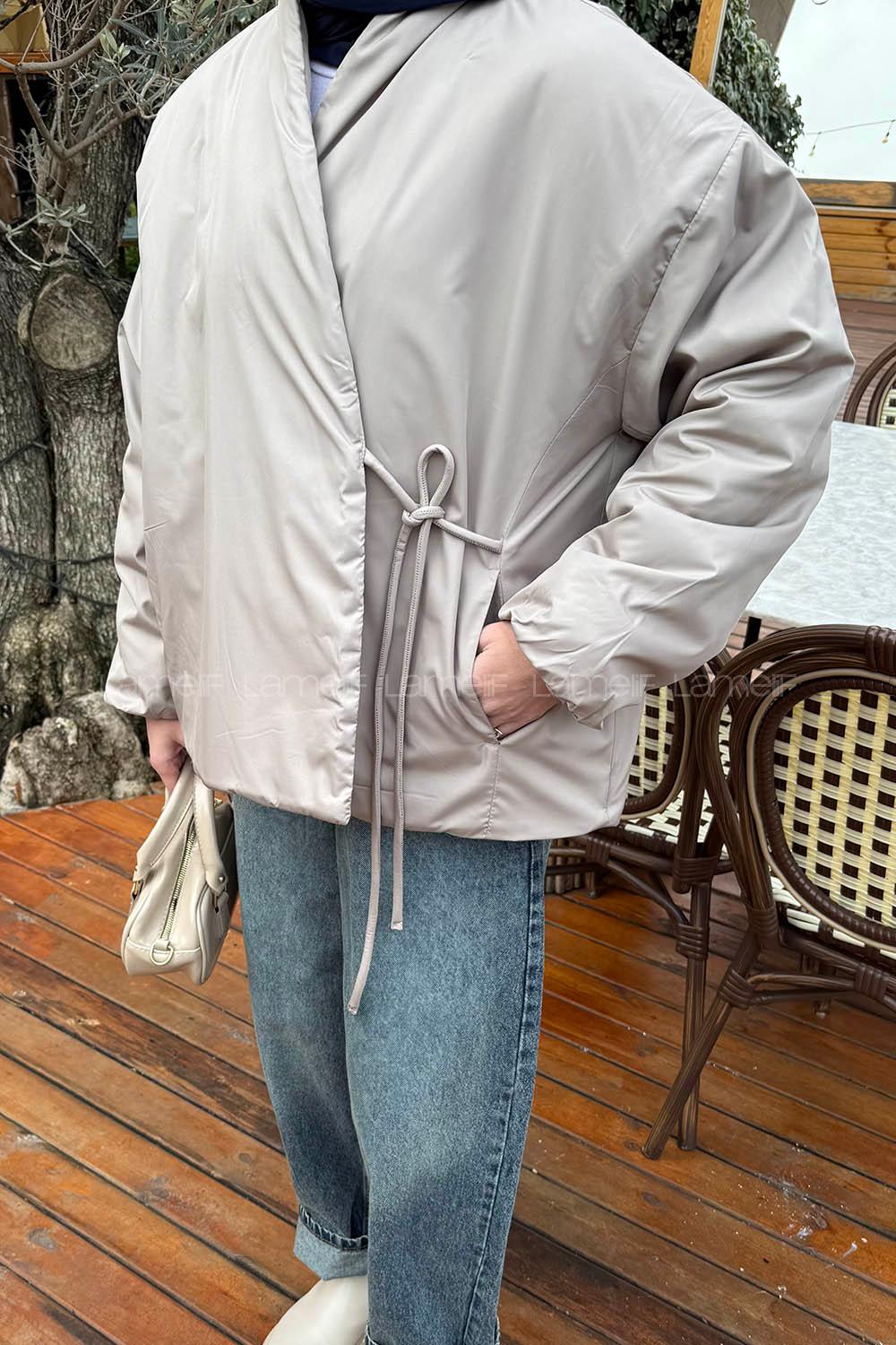 Stone Neckband Long Arm Coat