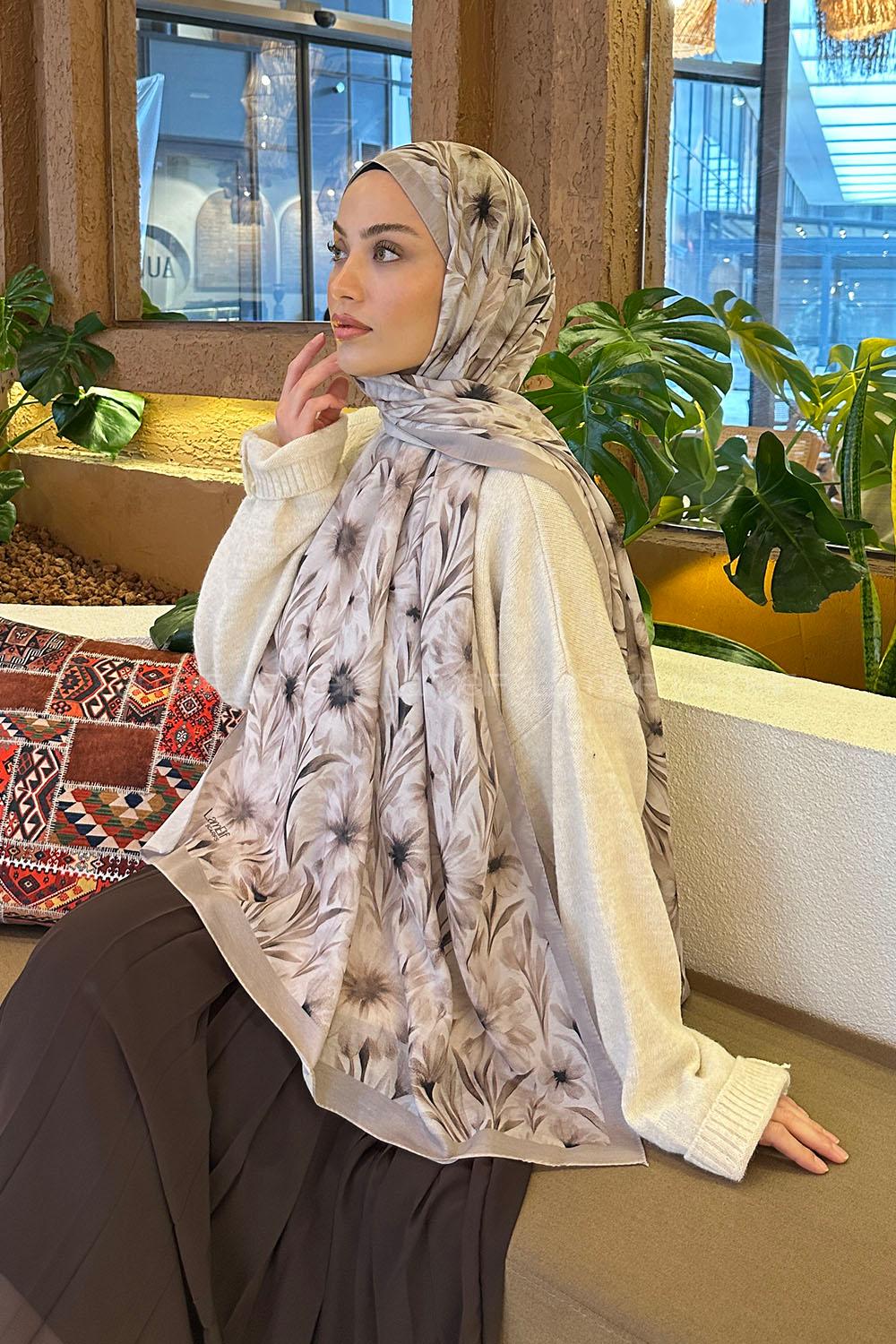 Lamelif Daisy Flowers Desen Pamuk Şal Taş