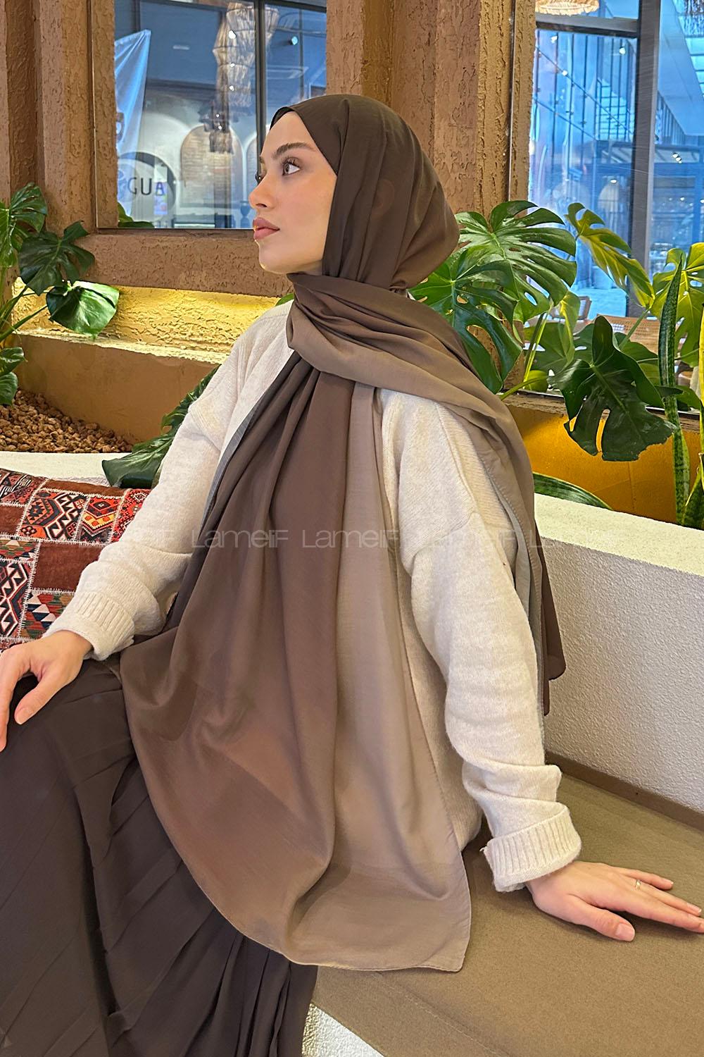 Lamelif Degrade Desen Soft Şal Camel