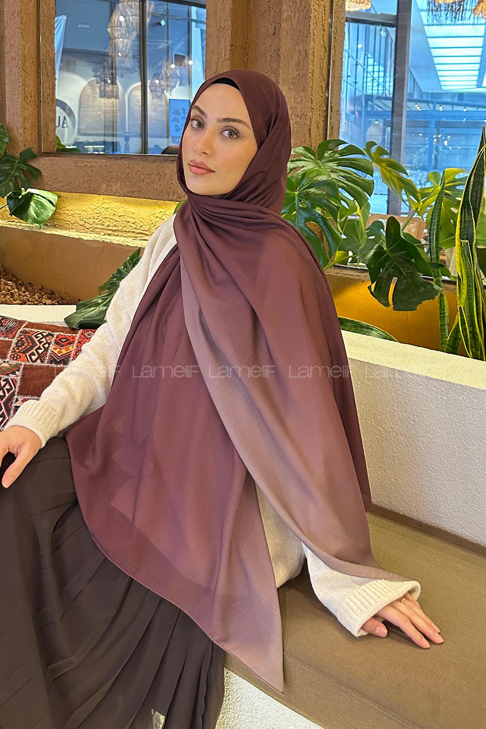 Lamelif Degrade Desen Soft Şal Mürdüm