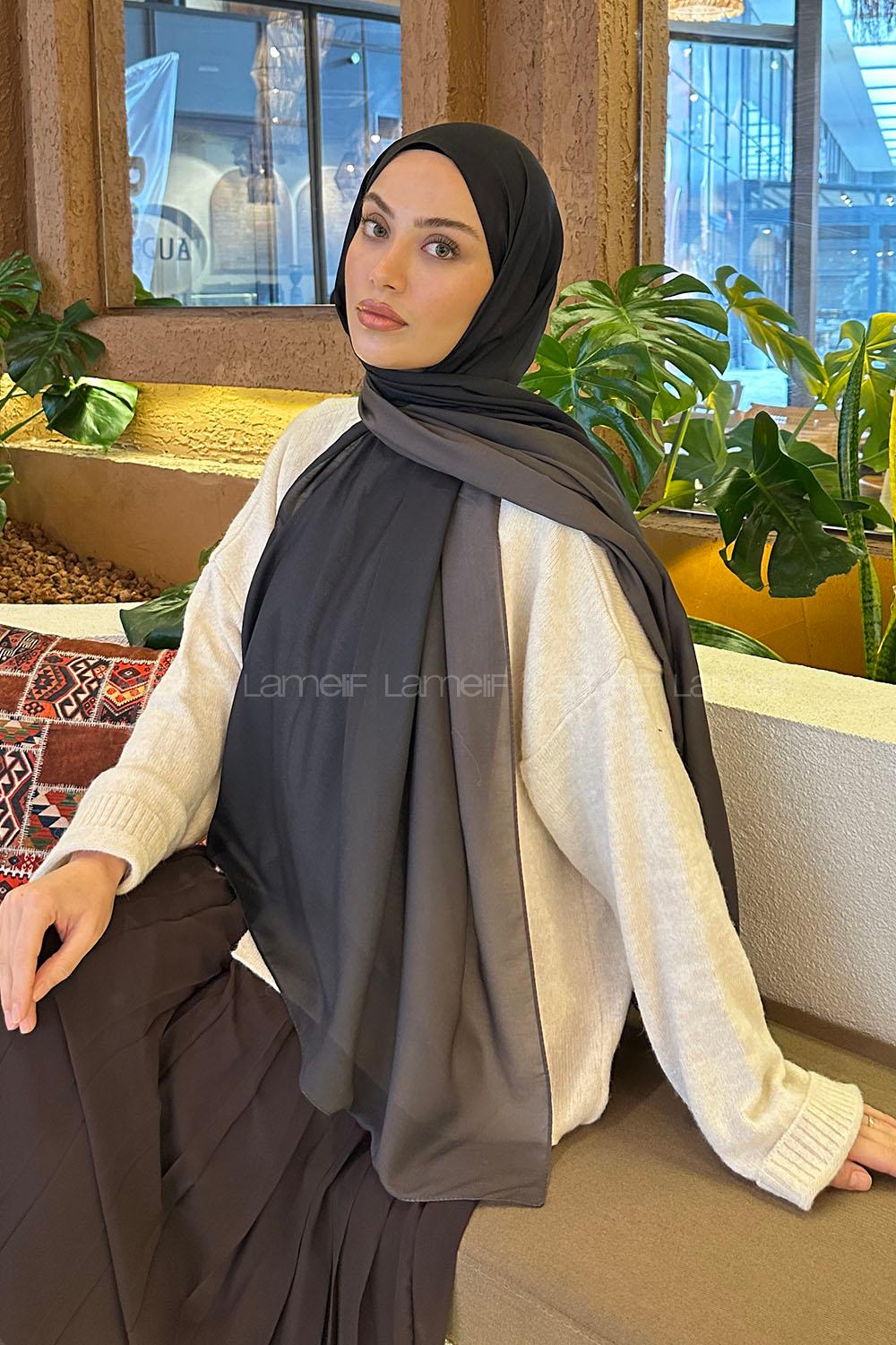 Lamelif Degrade Desen Soft Şal Siyah