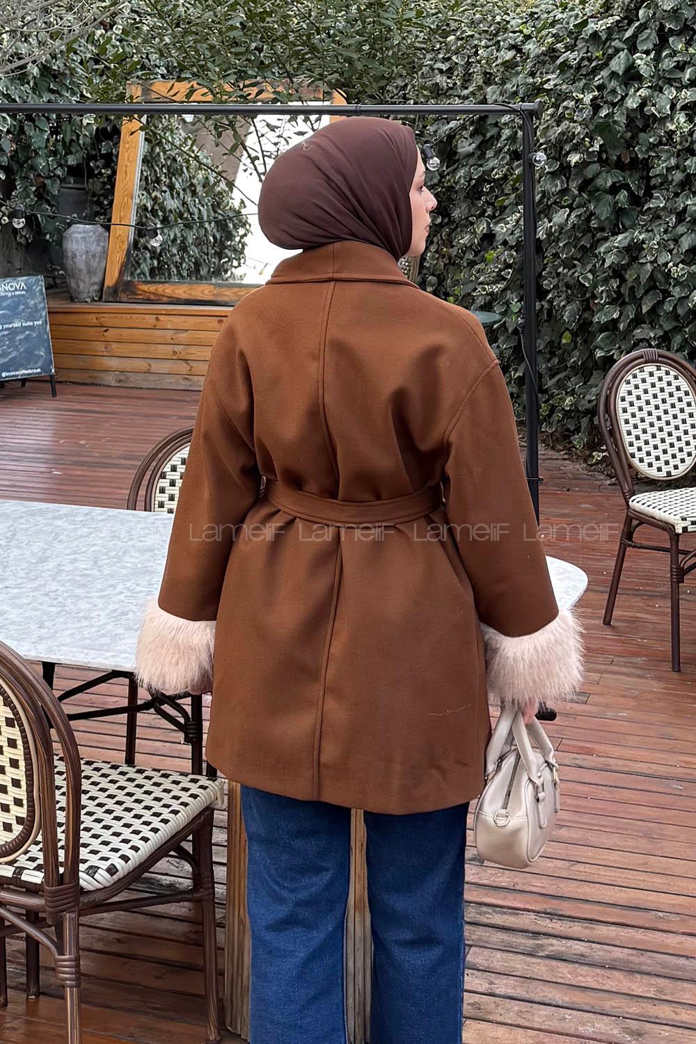 Bitter Brown Normal Neck Long Arm Coat