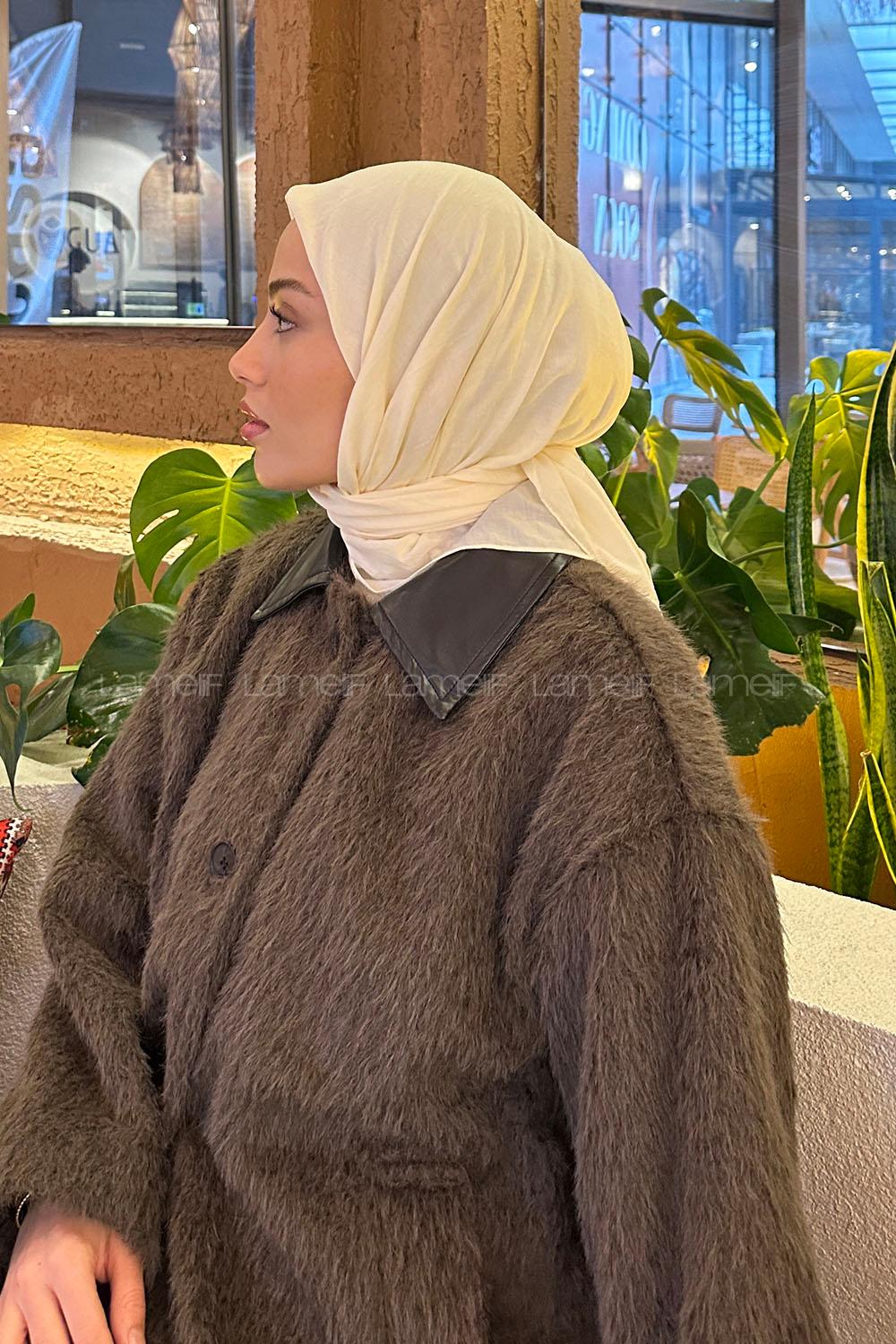 Lamelif Comfort Pamuk Eşarp Ekru