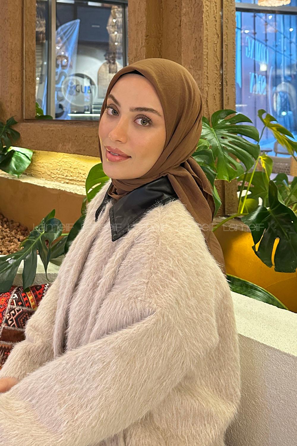 Lamelif Comfort Pamuk Eşarp Kahverengi