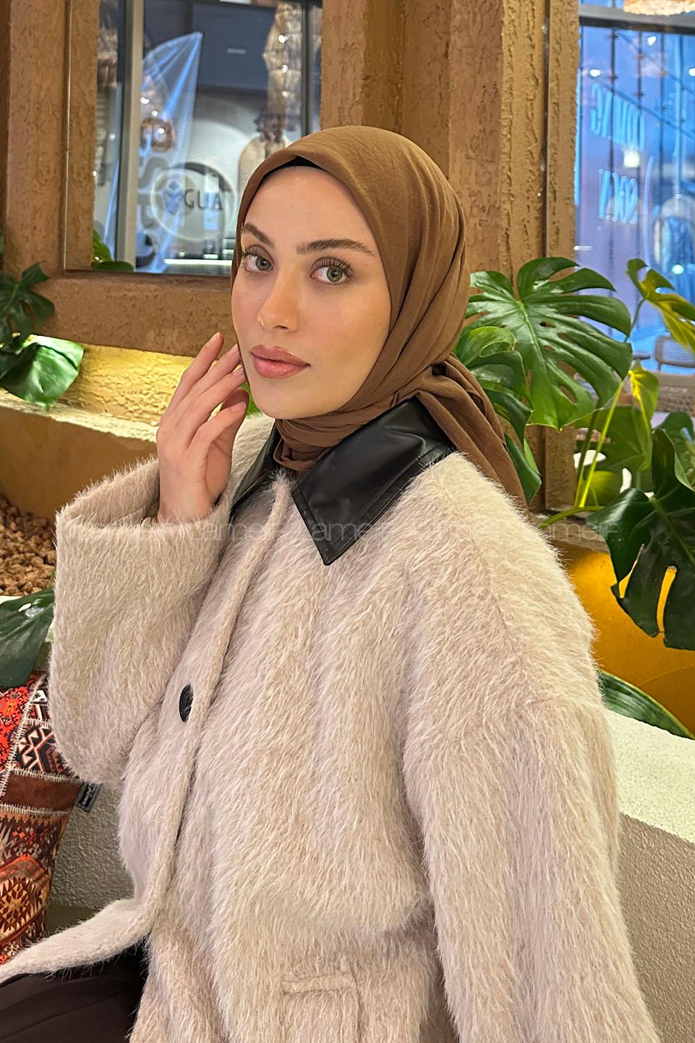 Lamelif Comfort Pamuk Eşarp Kahverengi