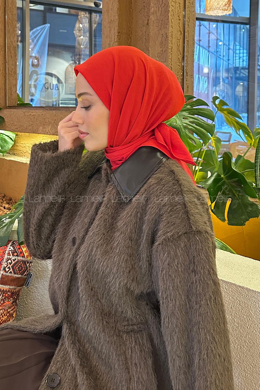 Lamelif Comfort Pamuk Eşarp Kırmızı