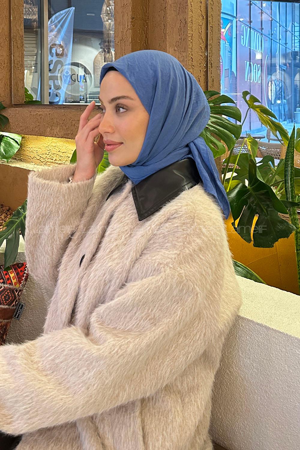 Lamelif Comfort Pamuk Eşarp Kot Mavisi