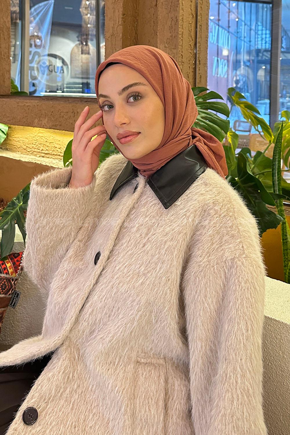 Lamelif Comfort Pamuk Eşarp Koyu Gül