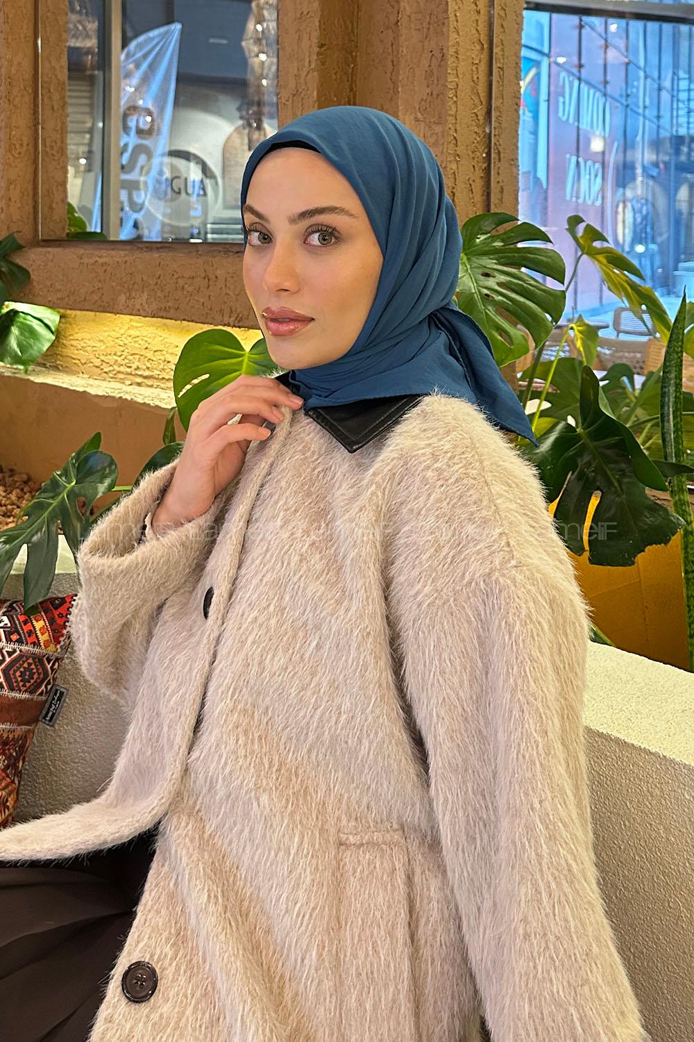 Lamelif Comfort Pamuk Eşarp Petrol Mavisi