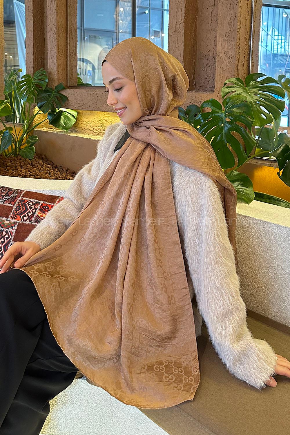 Lamelif  G Desen Ayrobin Floş Jakar  Şal Camel