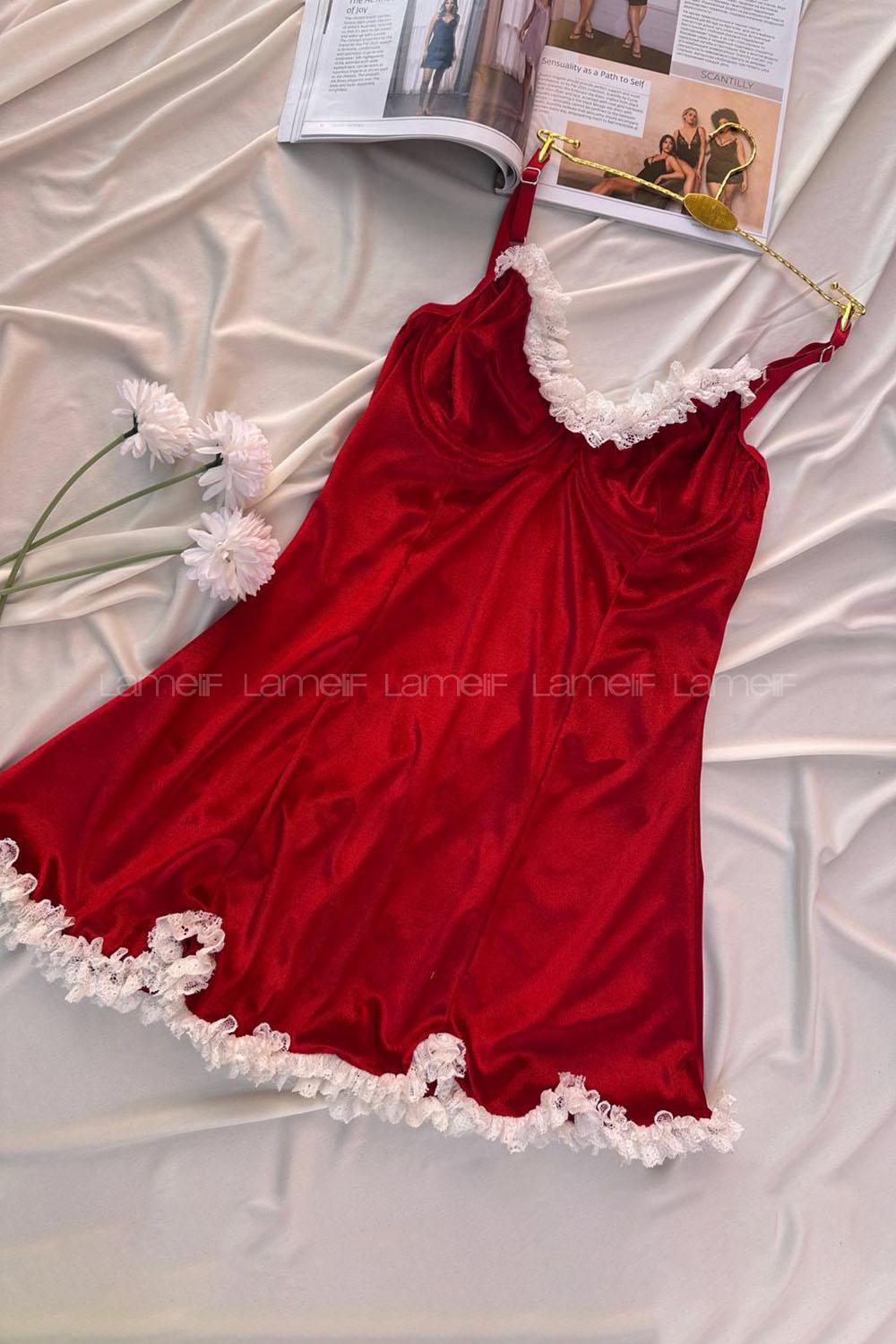 Lamelif Kadife Dantelli Gecelik 