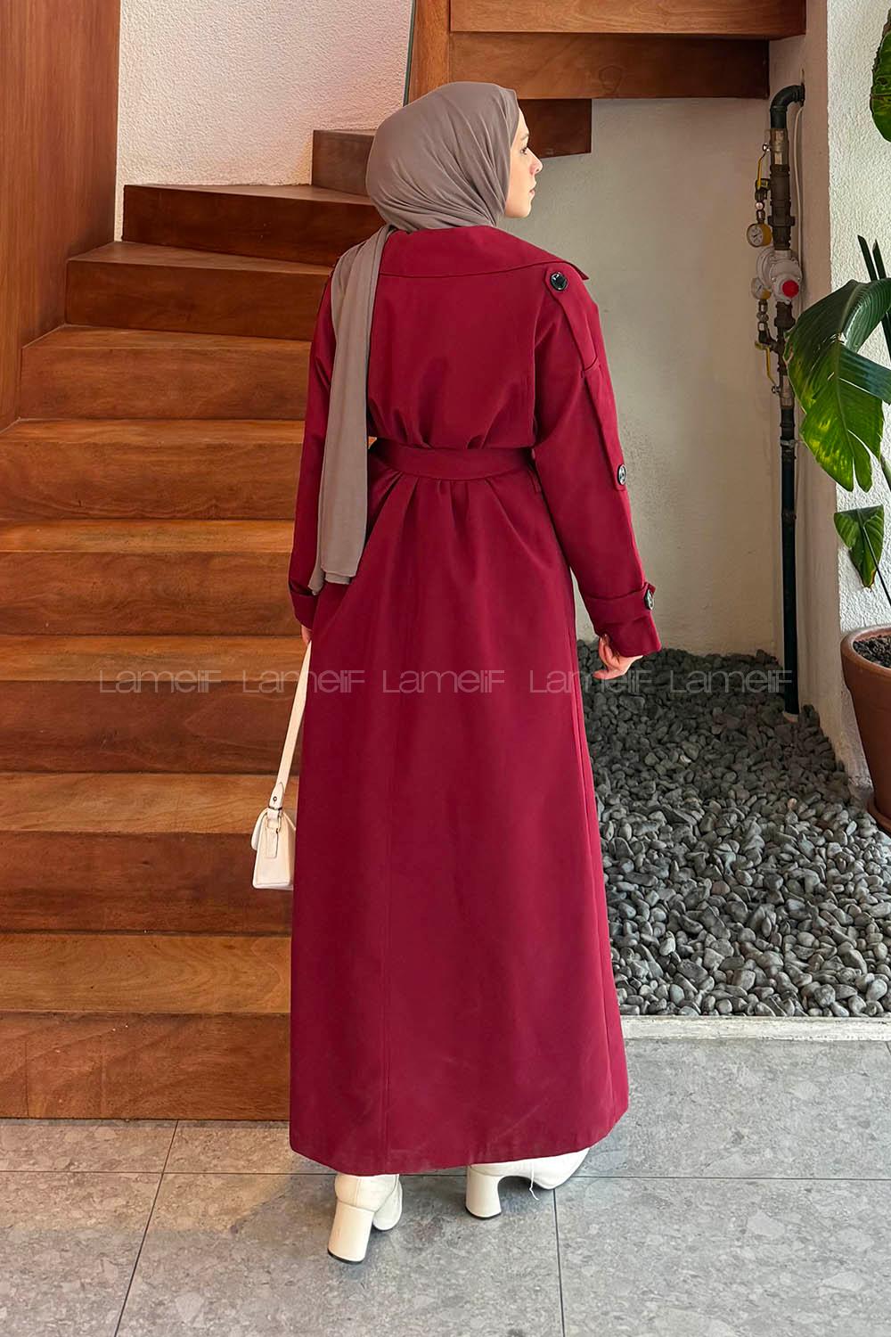 Lamelif Against Omuz Apoletli Trençkot Bordo