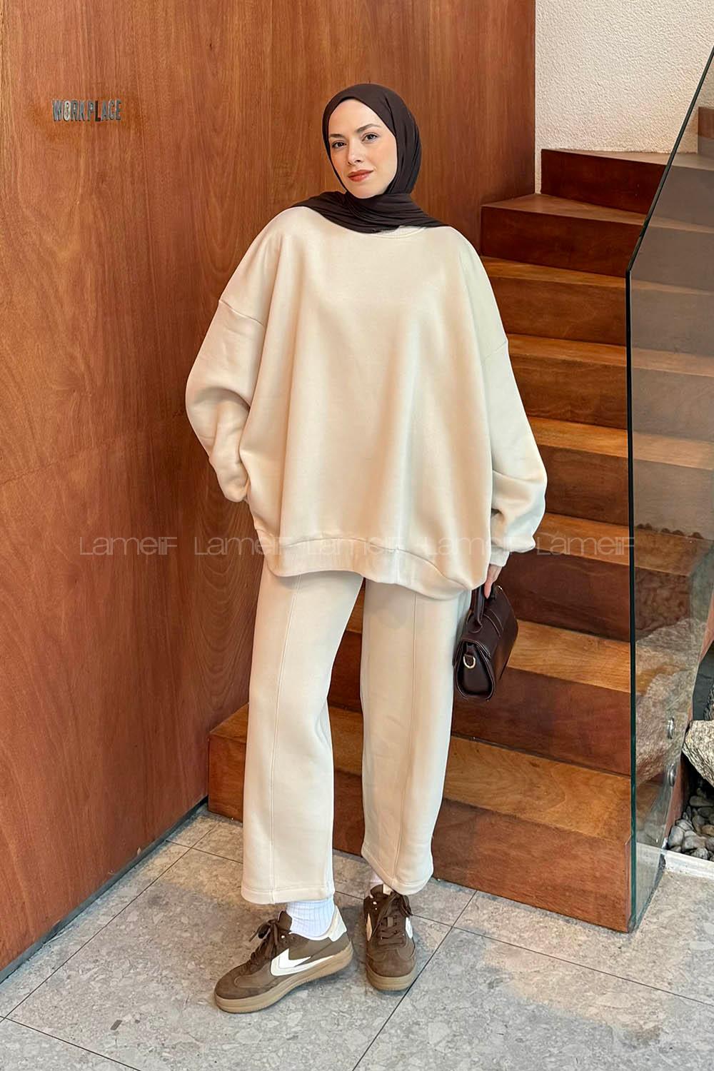 Lamelif Eşofman Takımı Krem