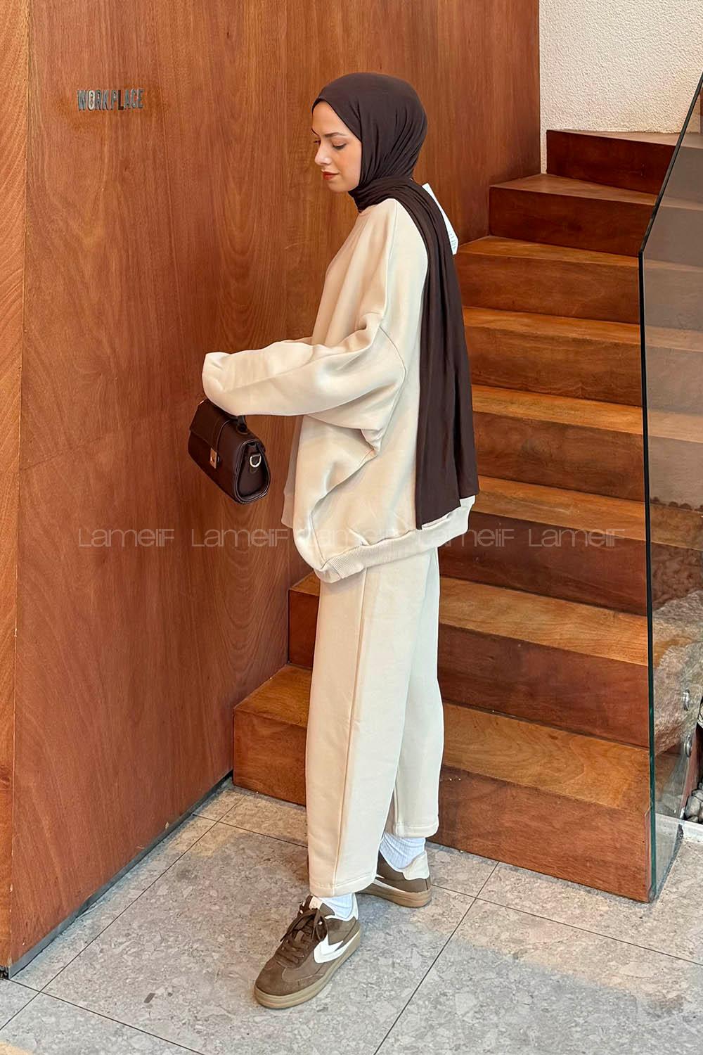 Lamelif Eşofman Takımı Krem