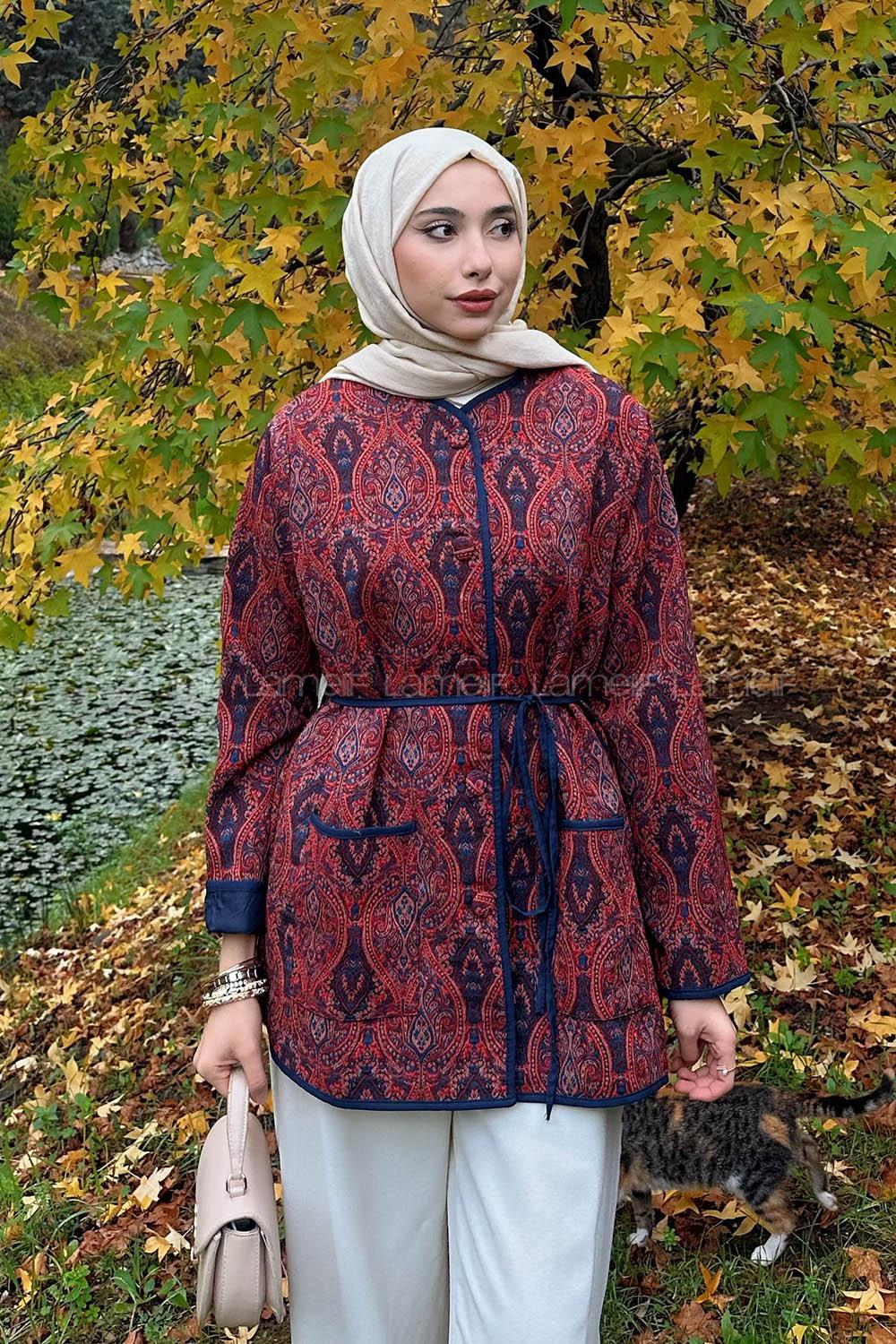 Claret Red Crew Neck Long Arm Polyester Jacket