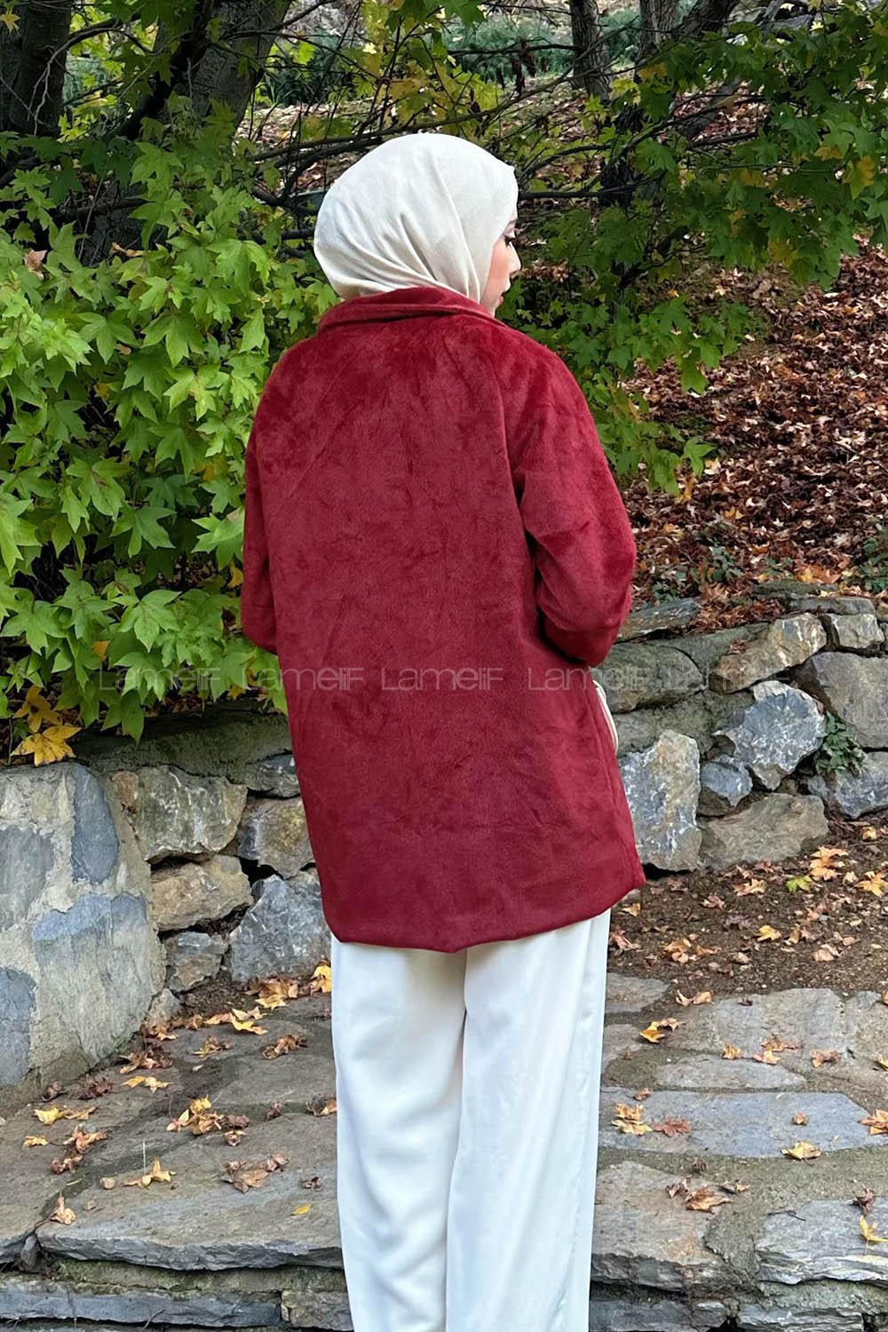 Lamelif Kaşe Kaban Bordo