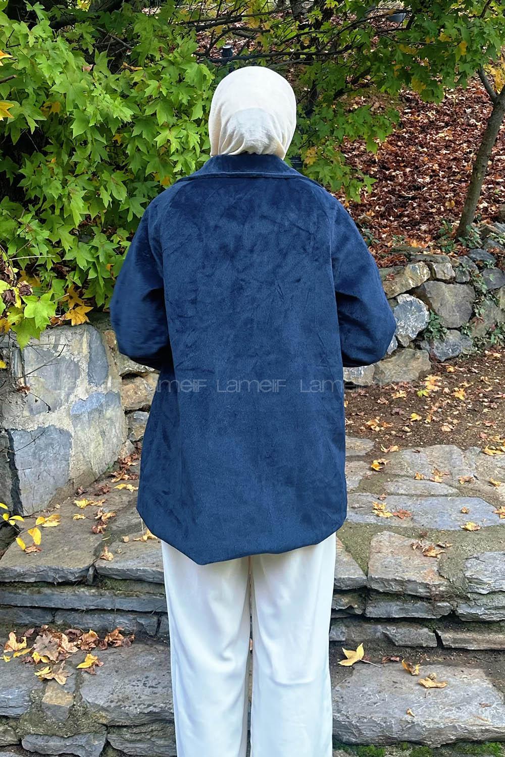 Lamelif Kaşe Kaban Lacivert