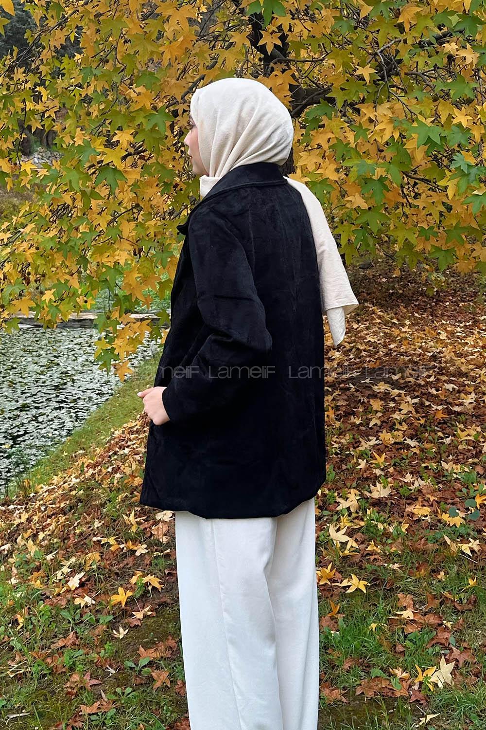 Lamelif Kaşe Kaban Siyah