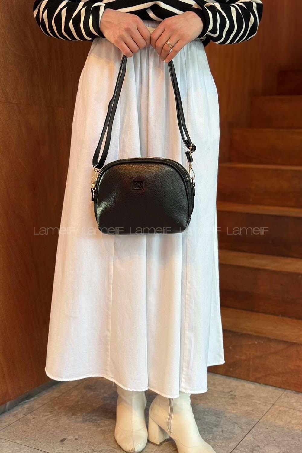 Black With Suspenders Skin Hand Bag Arm Bag Bag