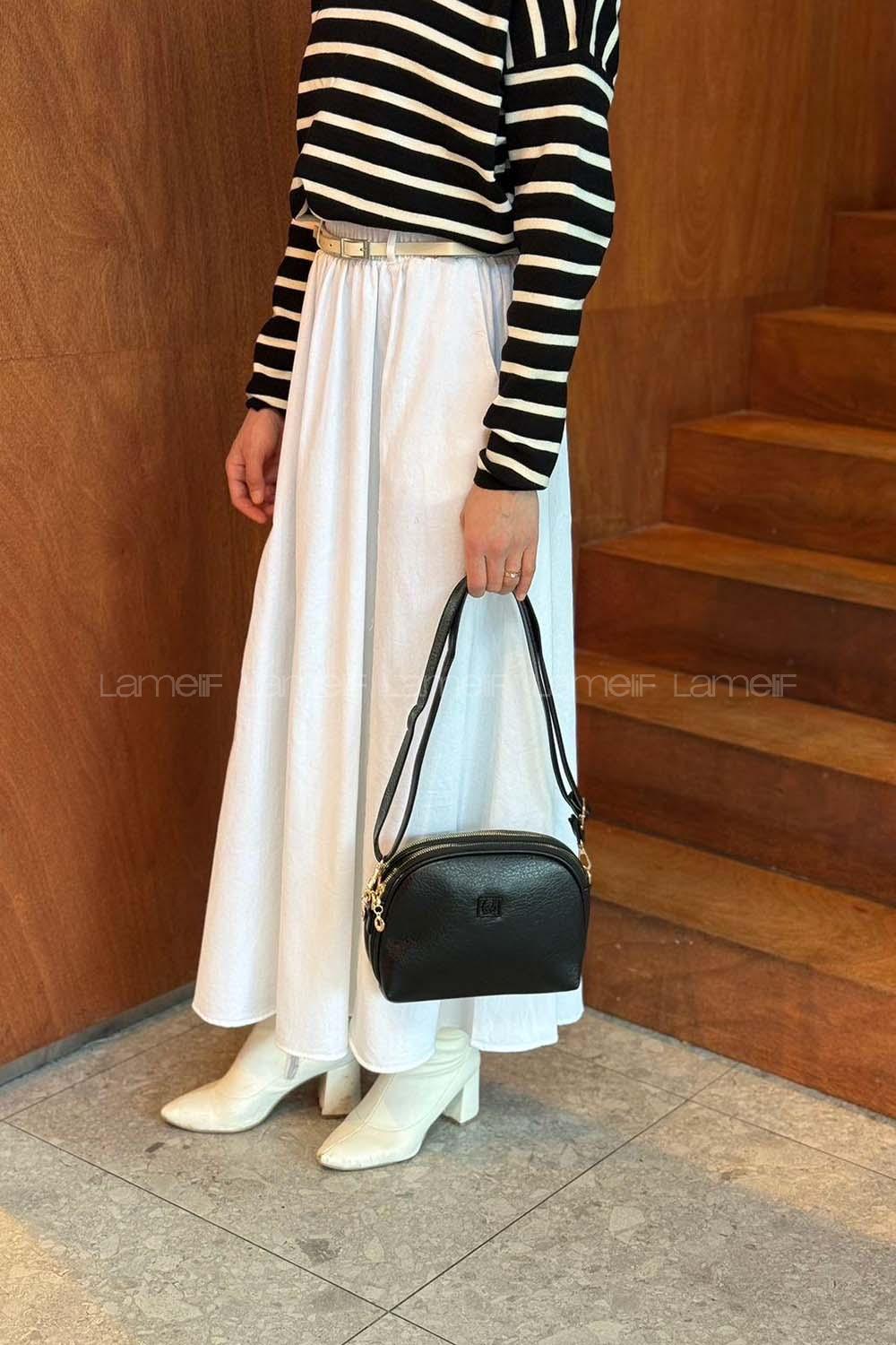 Black With Suspenders Skin Hand Bag Arm Bag Bag